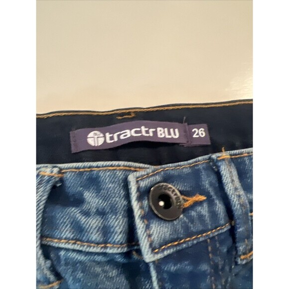 Tractr Jeans Sz 3/26 Color Block 2 Tone Blue Crop Women - Picture 5 of 9